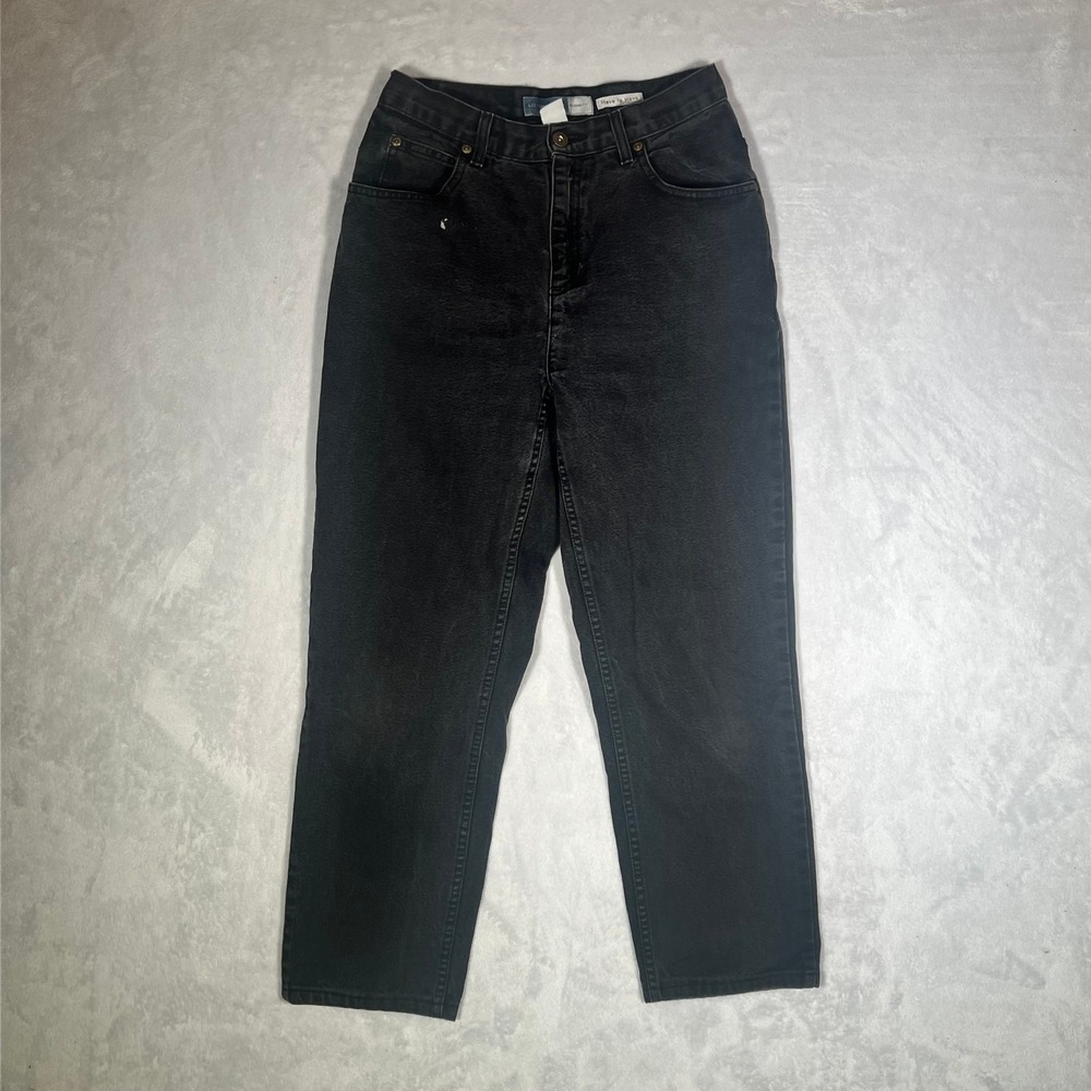 Vtg Liz Claiborne Jeans Women Size 6 Black High Waisted Straight Leg 100% Cotton